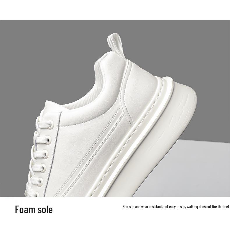 Men's Trendy 2025 Autumn Skate Shoes: Lightweight, Thick Sole, Casual White Sneakers