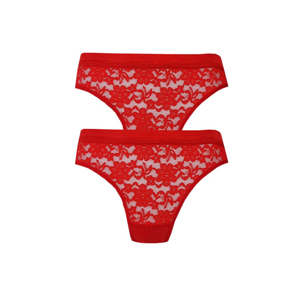 2li Kadın Önü Dantelli Bikini Parlak Lastik Ekonomik Yumuşak