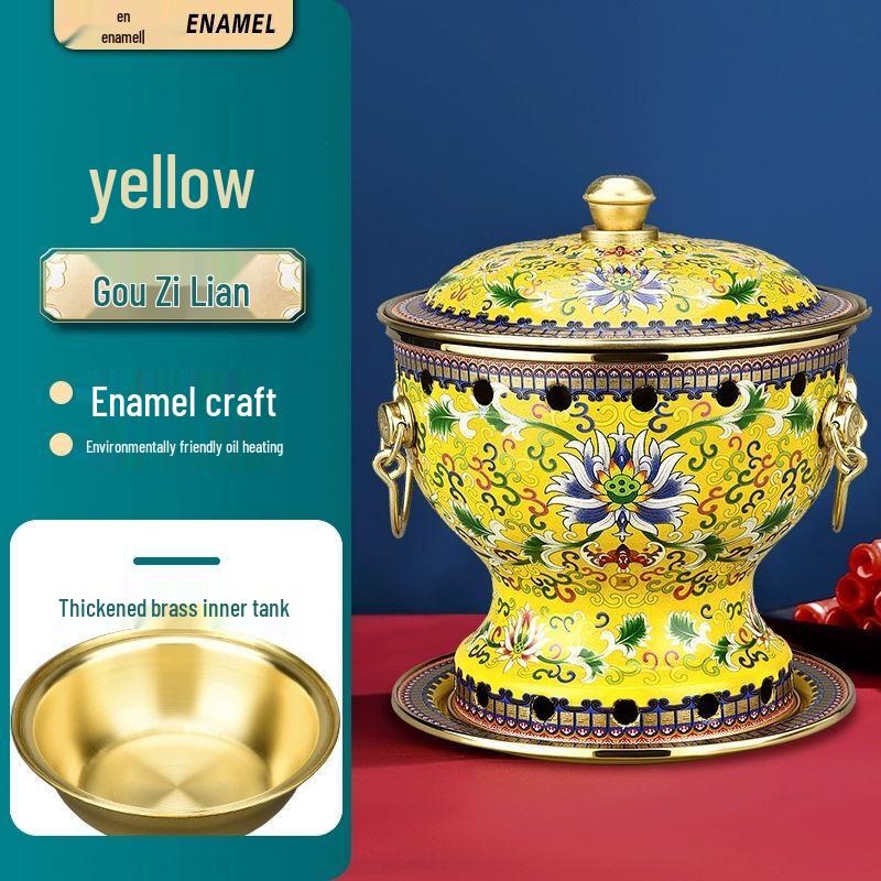 Songyunqing Thickened Pure Copper Single Person Enamel Alcohol Hot Pot