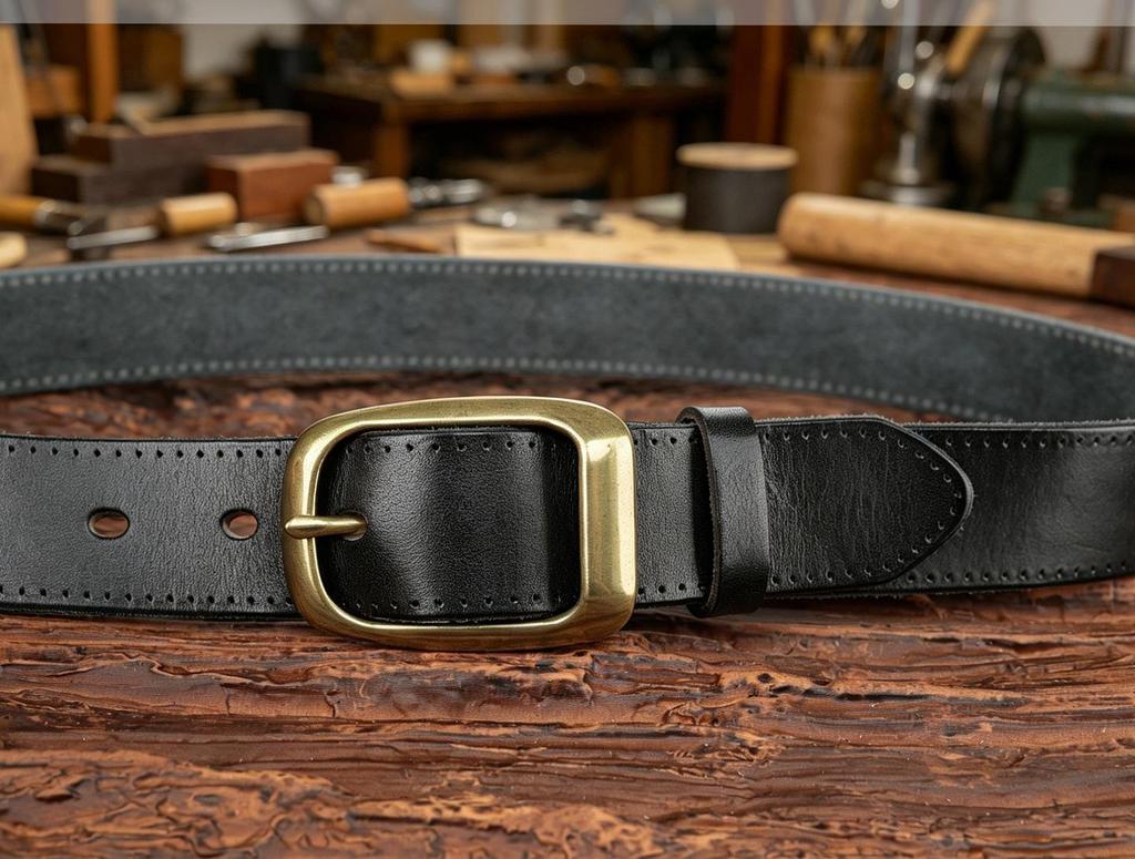 Men's Handmade Genuine Cowhide Leather Belt with Pin Buckle - Retro Casual for Students and Middle-aged Denim Styles