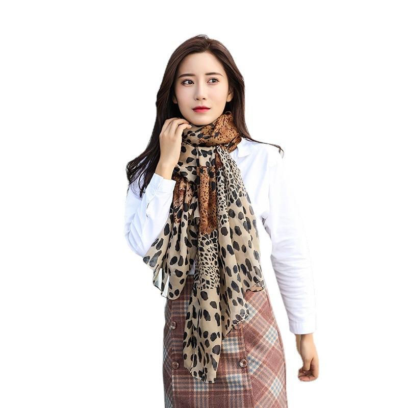 Leopard Print Large Silk Scarf Women'S Thin Foreign Trade Express U Leopard Scarf Wind Printing Silk Scarf Enlarged