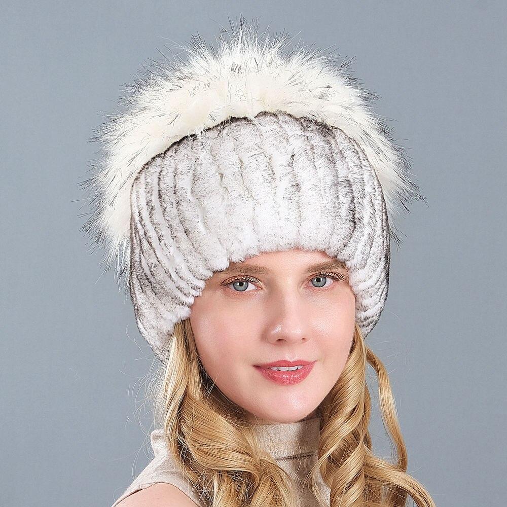 Genuine Rex Rabbit Fur Hat Winter Warm 