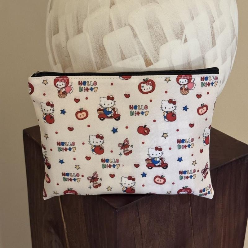 Kawaii Sanrio Hello Kitty Large Capacity Women'S Cosmetic Bags Cute Kt Cat Storage Bag With Zipper Female Travel Clutch Bag