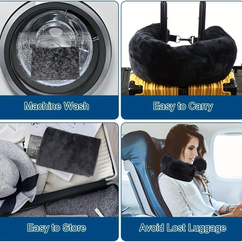 Travel Neck Pillow with Fillable Clothing U-Shaped Pillowcase, Extra Storage Bag, Soft Neck Pillow Cover, Portable Essential for Airplane Travel