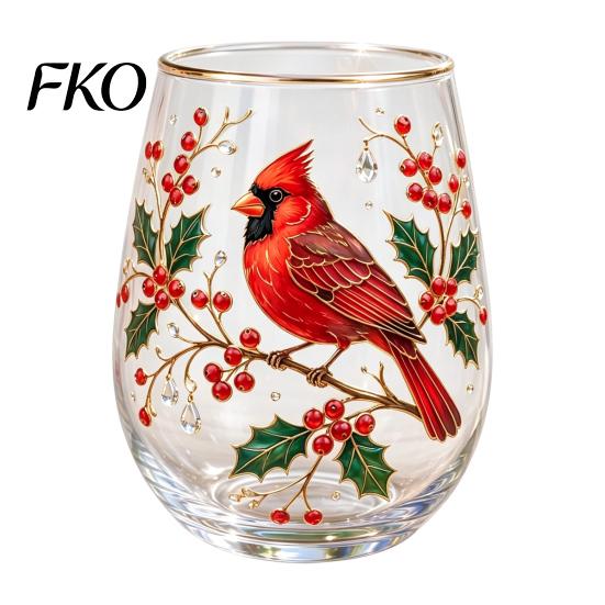 Garden Style Tea Cup Morning Glass Cup, Hummingbird Flower Pattern Tumbler with Gold Rim, Nature Themed Glassware for Coffee Juice Wine Hot