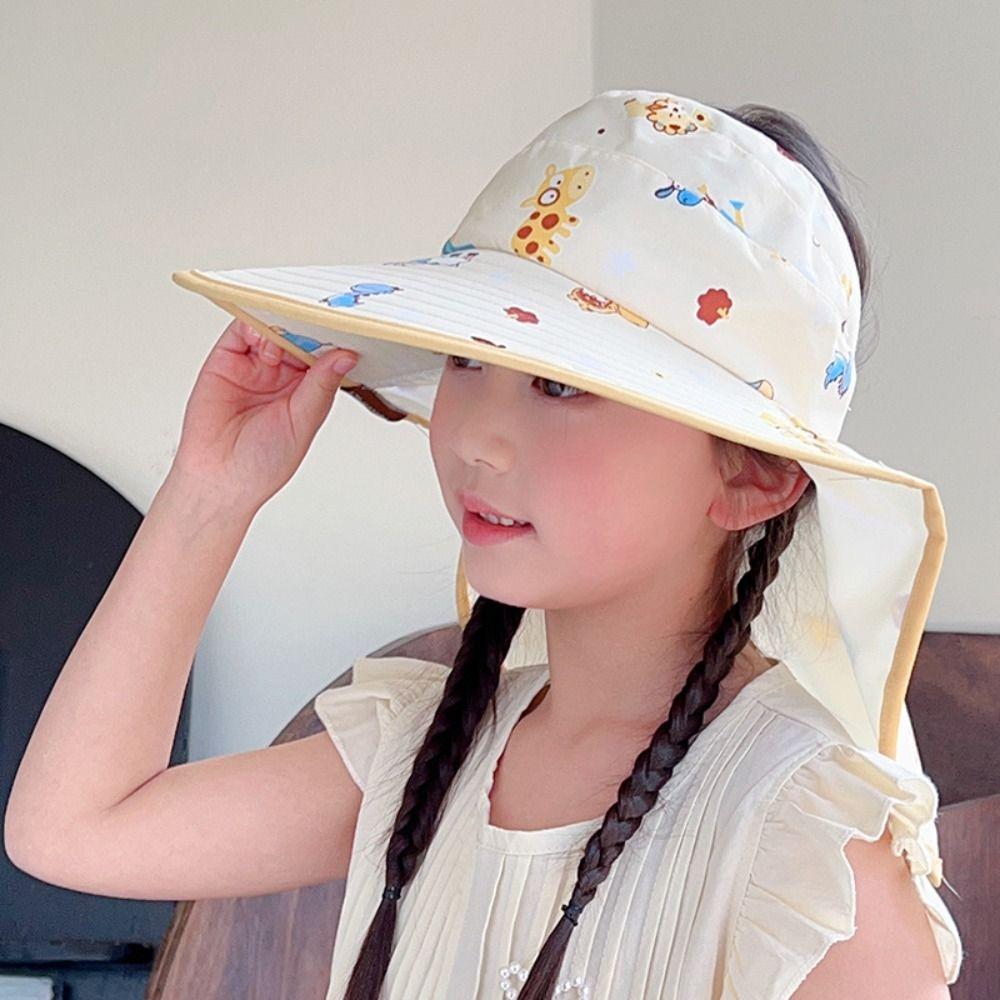 UV Protection Sun Cap Cartoon Print Beach Shawl Hat Summer Kids Bucket Hat