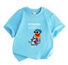 Kids Boys Girls 100% Cotton Crew Neck Short Sleeve T-Shirt, Cool Cartoon Bear With Sunglasses Beanie Sneakers Print Casual Tees for 5-15 Years Old