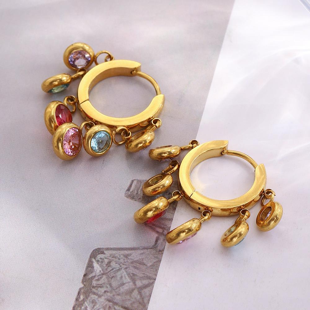 Fashionable Stainless Steel Earring Women Zircon Hoop Earring Gold Plated Fine Jewelry Non Tarnish Piercing Jewelry