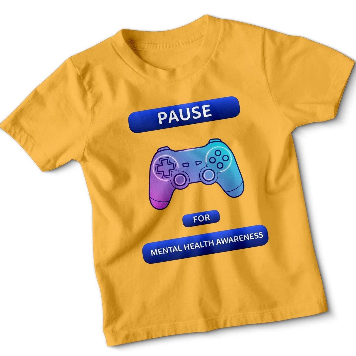 World Mental Health Day Yellow Kids Tshirt Pause For Mental Health Awareness 130