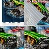 2D FLAT PRINTING 2pcs Curtains (Without Rod) Monster Truck Splashing Popular Creative Curtains Machine Washable Fabric Curtains