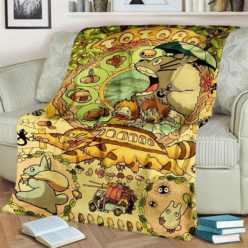 My Neighbor T-Totoro Anime Cartoon Blanket,Soft Throw Blanket for Home Bedroom Bed Sofa Picnic Travel Office Cover Blanket Kids