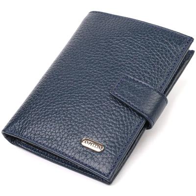 Practical Vertical Men's Wallet Medium Size Made of Genuine Flotar Leather CANPELLINI 21735 Blue