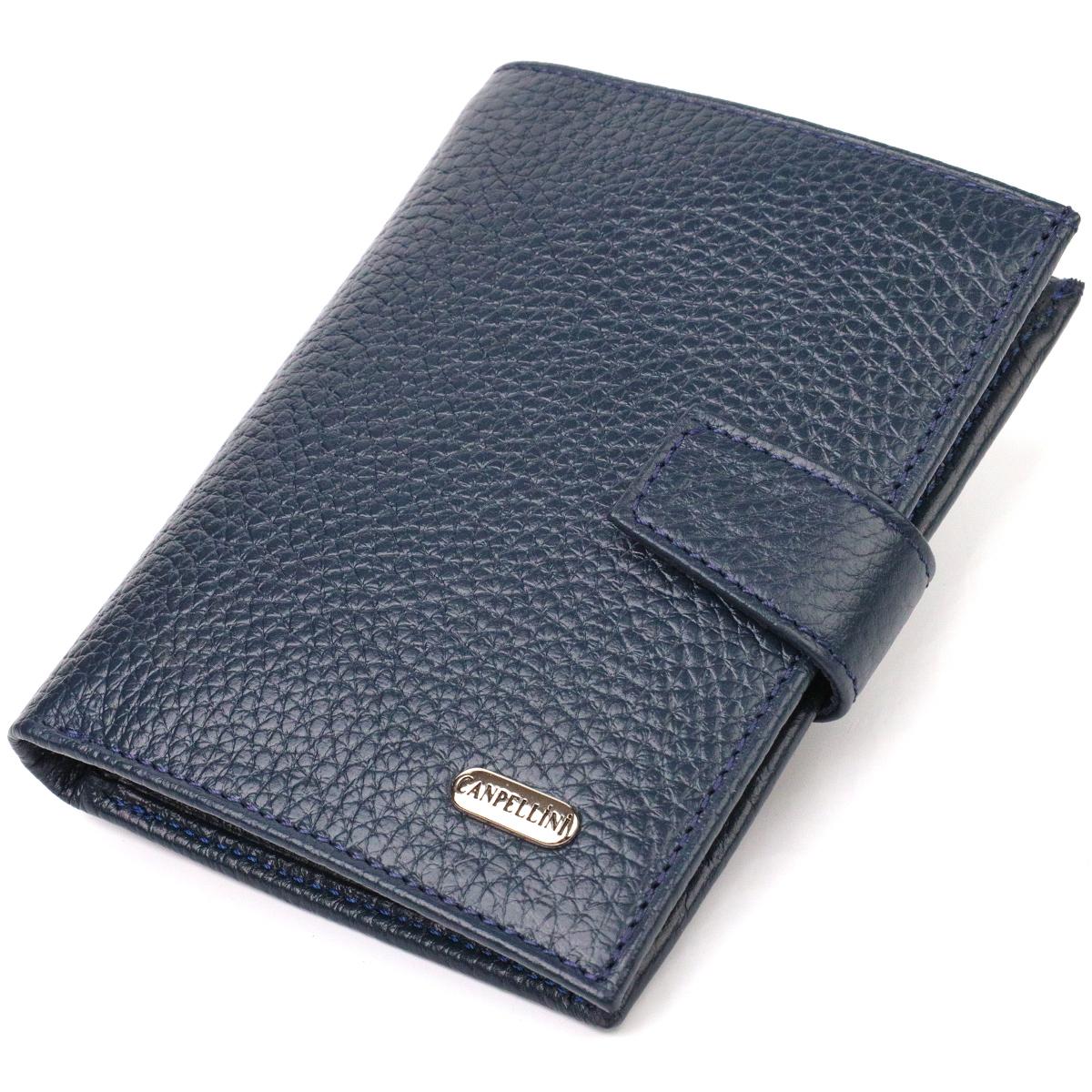 

Practical vertical men s wallet medium size made of genuine flotar leather CANPELLINI 21735 Blue