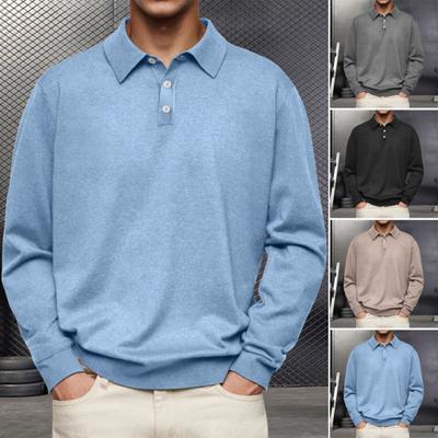 Men Spring Autumn Shirt Buttoned Turn-down Collar Loose Pure Color Full Sleeves Pullover Casual Formal Streetwear Top for Daily Life Parties Travel