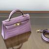 New Leather Handbag Bag, High-gloss Crocodile Pattern Second-generation Hand Carry Mini Shoulder Women's Bag