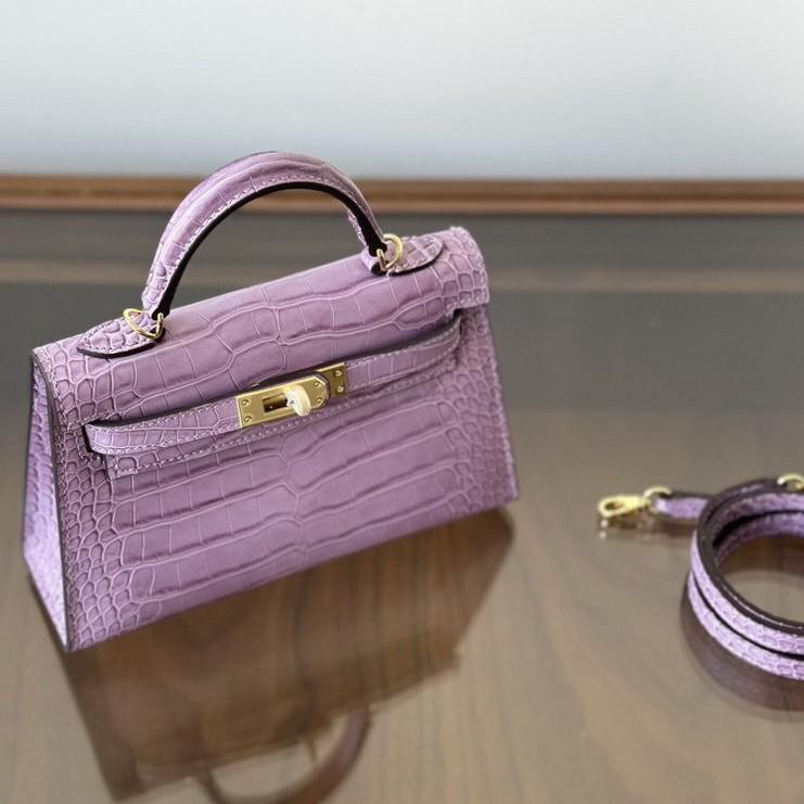 New Leather Handbag Bag, High-gloss Crocodile Pattern Second-generation Hand Carry Mini Shoulder Women's Bag