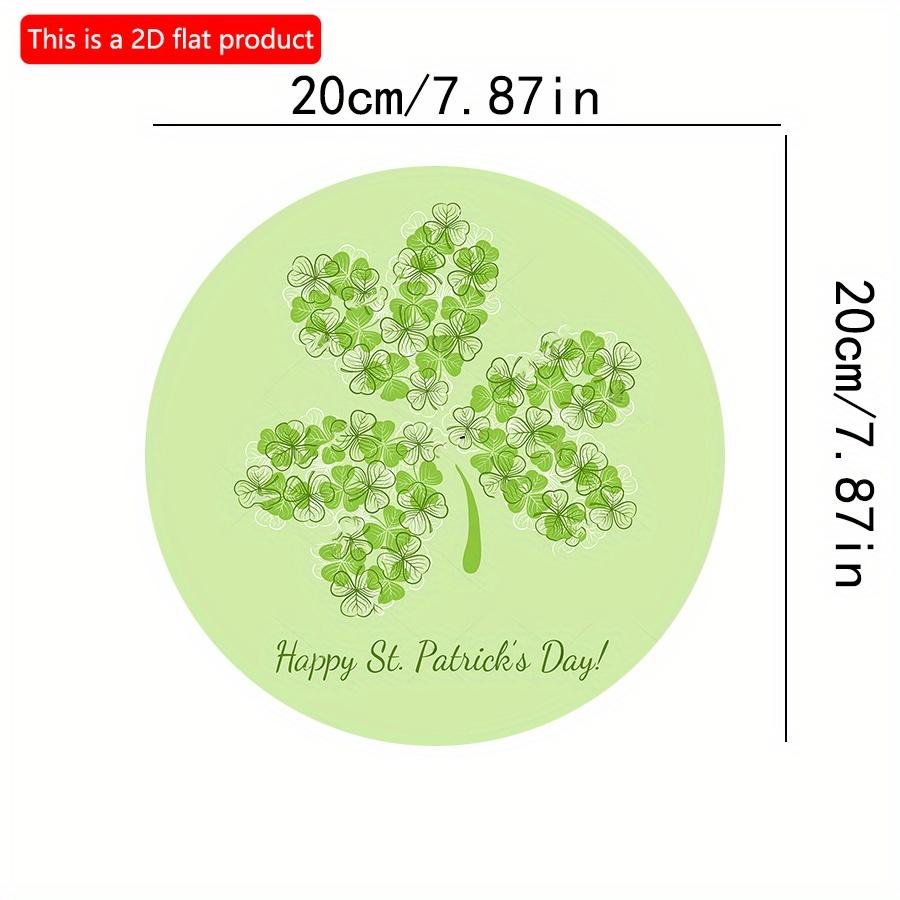 2D flat 20*20cm1pc Happy St.Patrick's Day Green fresh four-leaf grass patterns Welcome party Hanging Wooden Sign, Simplism&artistic Round Decorative