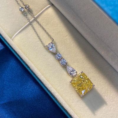 100 %S925 Sterling Silver Sparkling Topaz High Carbon Diamoind Pendant Neckalce For Women Wedding Party Bridal Fine Jewelry Gift