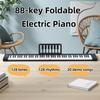 The 88-key electronic piano set | Black double-keyboard design, built-in stereo speakers, including backpack, sustain pedal, stand and charging cable