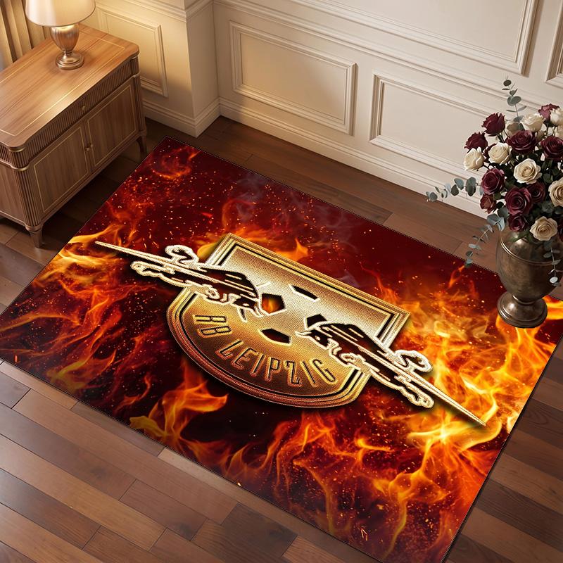 RB Leipzig Football Print Crystal Velvet Rug, Comfortable Water Absorbent Non Slip Indoor Floor Carpet