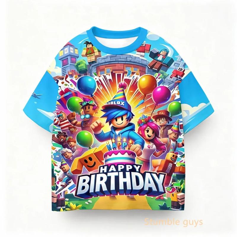 Summer Kids Roblox Game Cartoon T-shirt Boys Clothes Girls Anime Tops