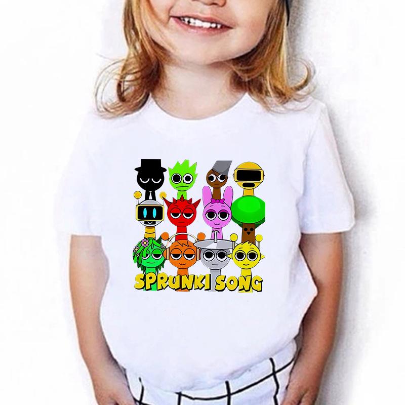 2025 Caliente Niños Sprunki Camiseta Moda Infantil Casual Dibujos Animados Incredibox Camisetas Niños Cuello Redondo Manga Corta Ropa de Verano para Bebé Niña