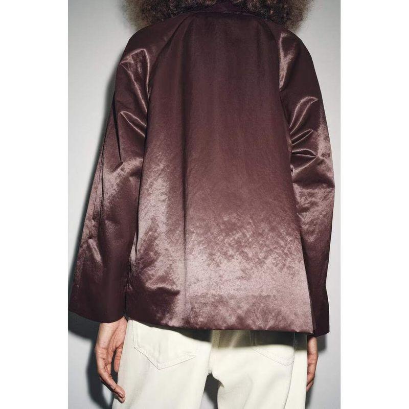 Zbzr Autumn New Women Clothes Western Style French Style Fashion Temperament Silk Satin Texture Jacket 8184025