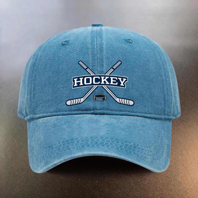 A Washed Cap Featuring a Hockey Pattern Perfect for Everyday Outings As a SunShielding Baseball Hat This Stylish Accessory Is