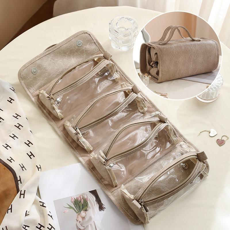 Stylish Large Capacity Waterproof Travel Cosmetic Bag with 4 In 1 Detachable Compartments for Makeup and Toiletries Storage
