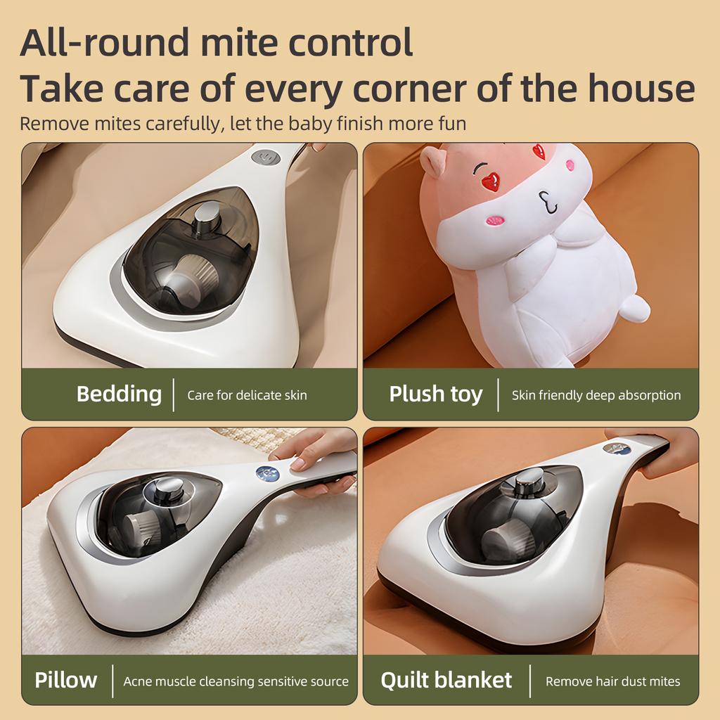 Bed Vacuum Cleaner 10KPa Strong Suction and Low Noise Purple Light Washable HEPA Filter for Deep