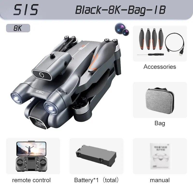 S1S Fırçasız İHA 4k Profesyonel 8K HD Kamera Engellerden Kaçınma Hava Fotoğrafçılığı Katlanabilir Quadcopter RC İHA