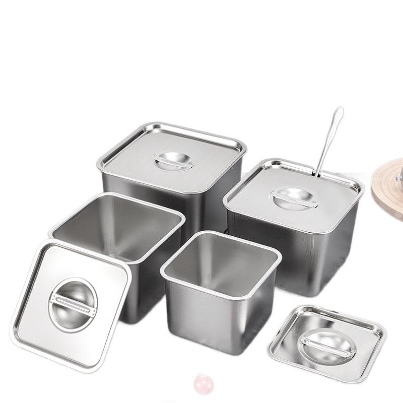 Lard-Flavored Stainless Steel Square Seasoning Box with Lid
