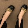 Fashion Vintage Double Buckle Low Heel Loafers for Women 2025 Spring Patchwork Pu Leather Flats Women