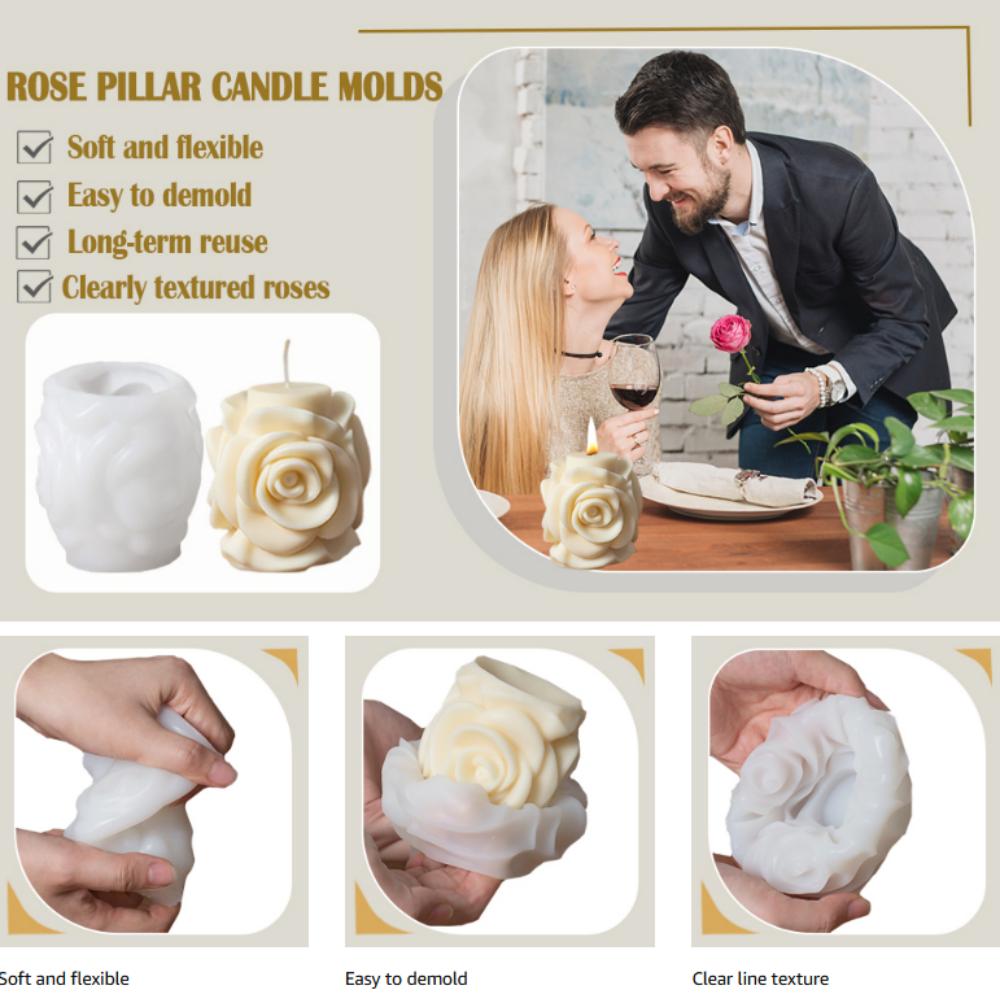 Rose Candle Mold Resin Plaster Soap Mold Silicone Mold Baking For Soap Making Diy Crafting Gift