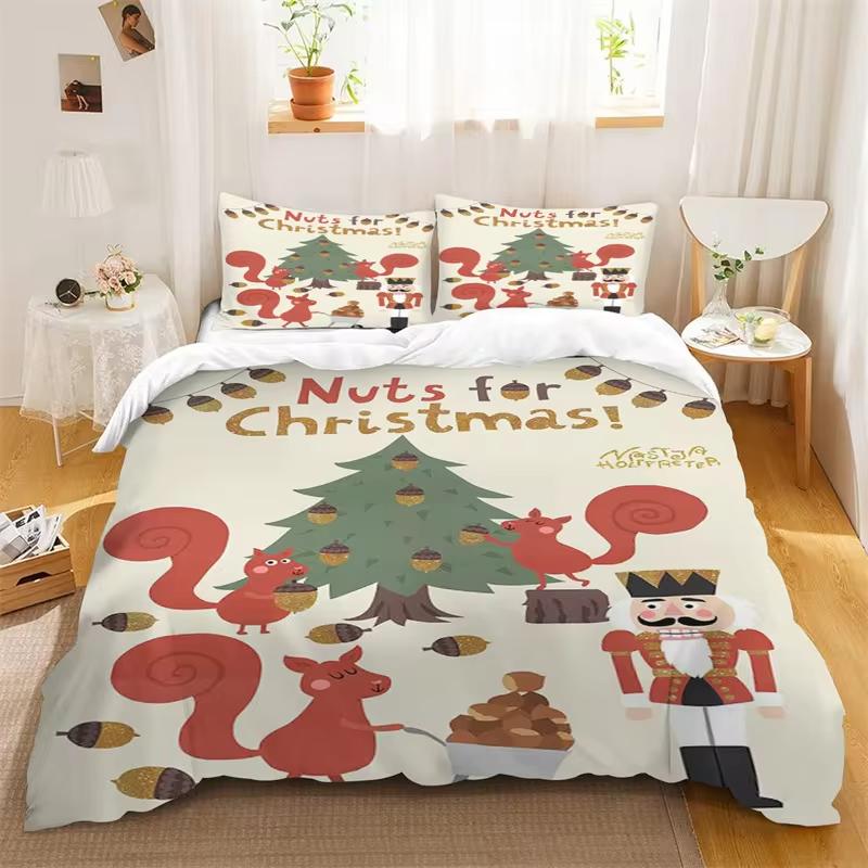 

Christmas Holiday Duvet Cover Set King Size Snowflake Bell Pattern Holiday Bedding Set For Kids Boys Girls Room Decor (135x200cm)