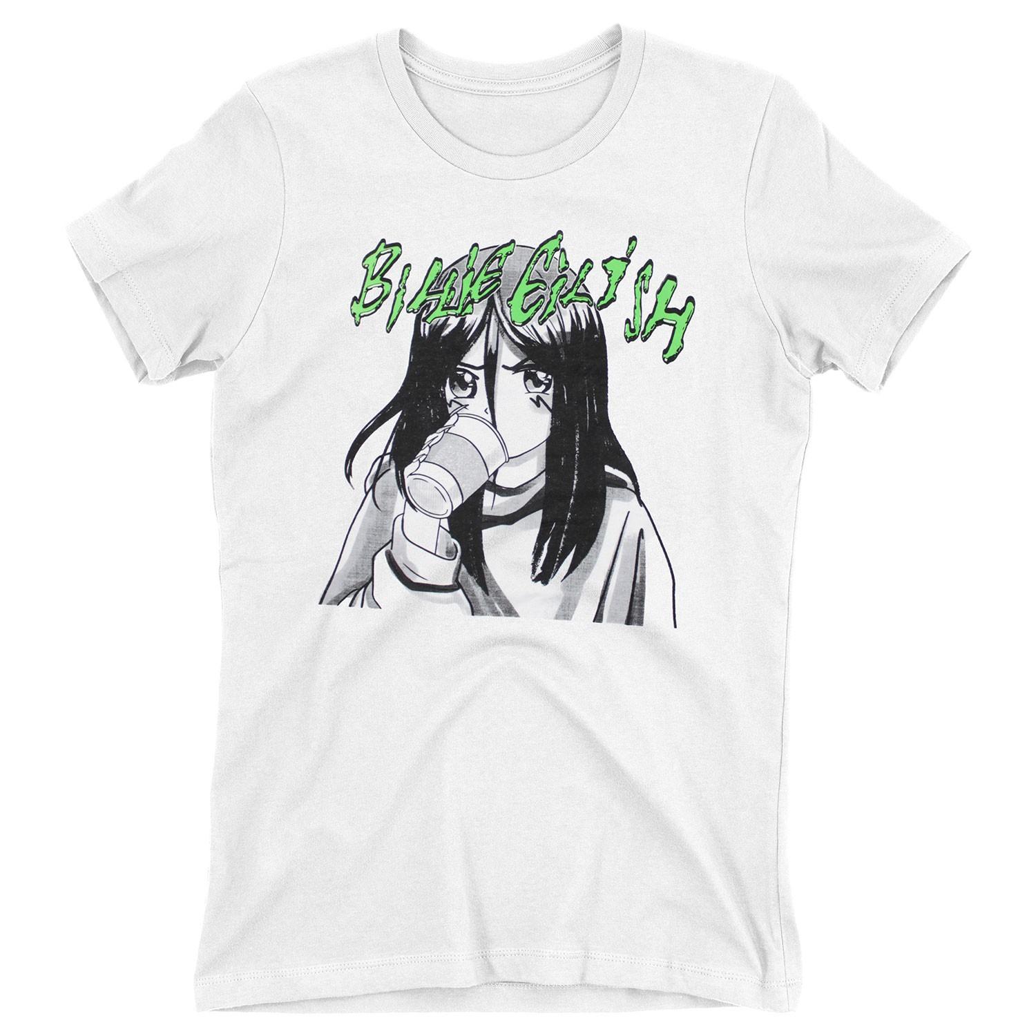 Men s Billie Eilish Anime Coffee T-shirt Small White XXL