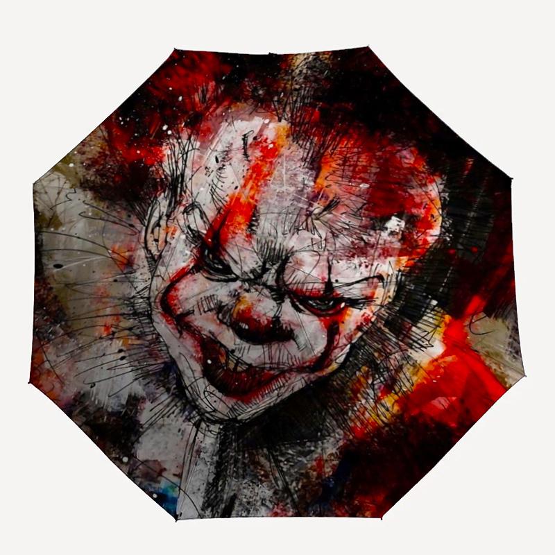 1pc Joker Inspired Umbrella Automatic Opening & Closing, Foldable Design, Outdoor, Ideal Gift for Fans, Travelers, Daily Use.C033