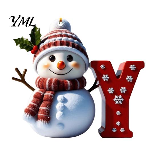 Personalized Snowman Letter Ornaments 2D Christmas Ornaments, for Tree, Customized Party Favors Kids Initial Ornament, Ornament DIY Hanging Xmas Decor