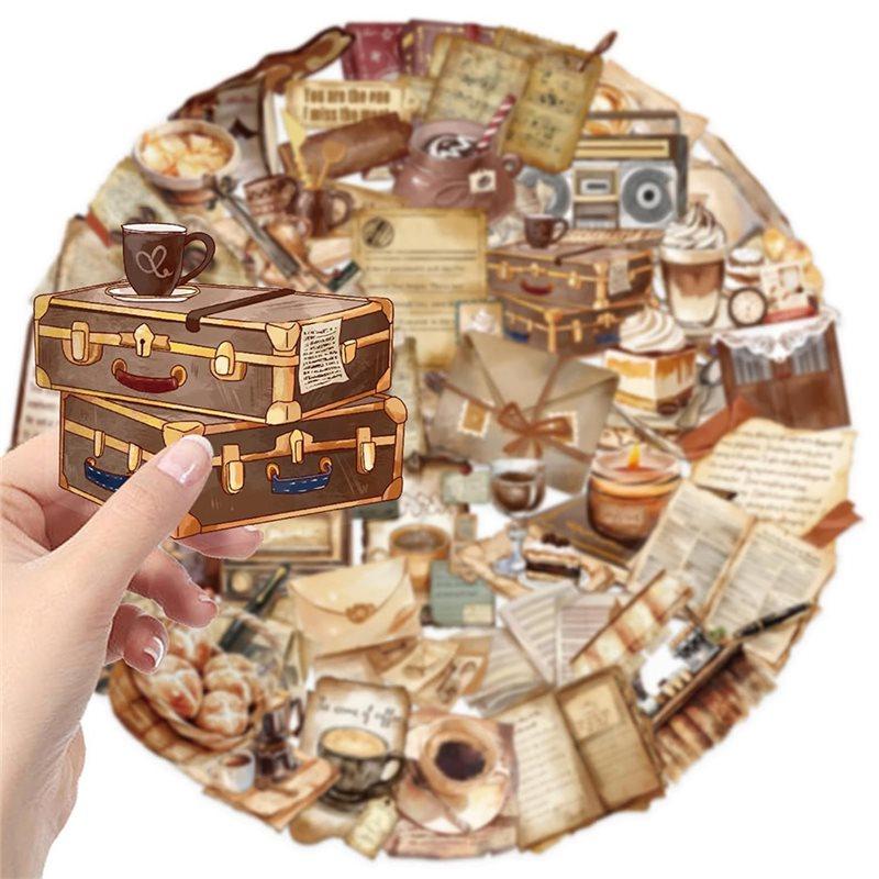 Adesivi a Tema Caffetteria Good-Retro per Scrapbooking 50 Pezzi Impermeabili Trasparenti in PET Decalcomanie Estetiche