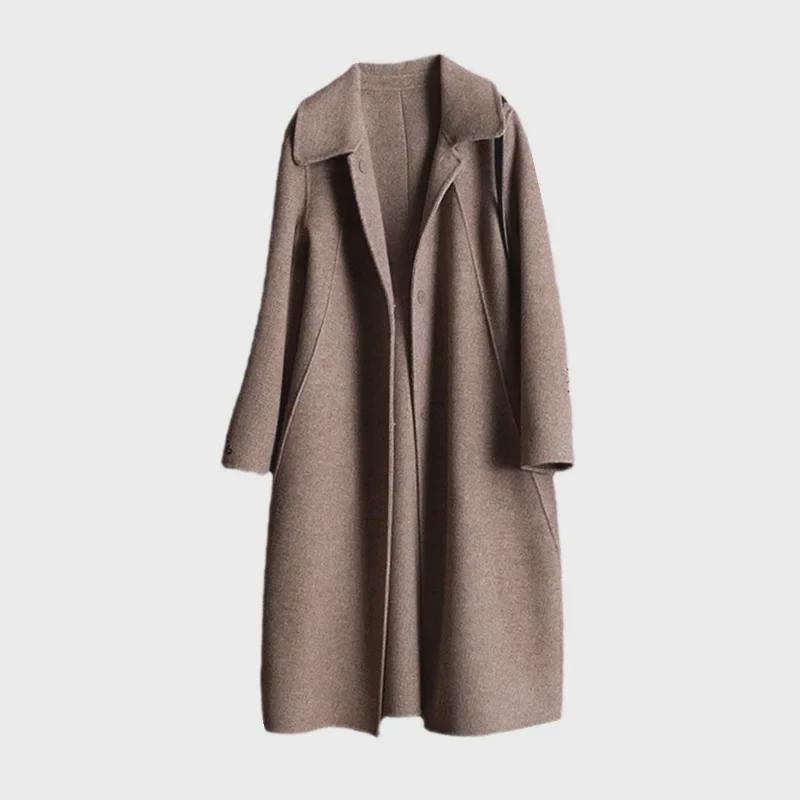 Women's Korean Style Woolen Coat - Autumn/Winter Doll Collar Mid-Length Jacket