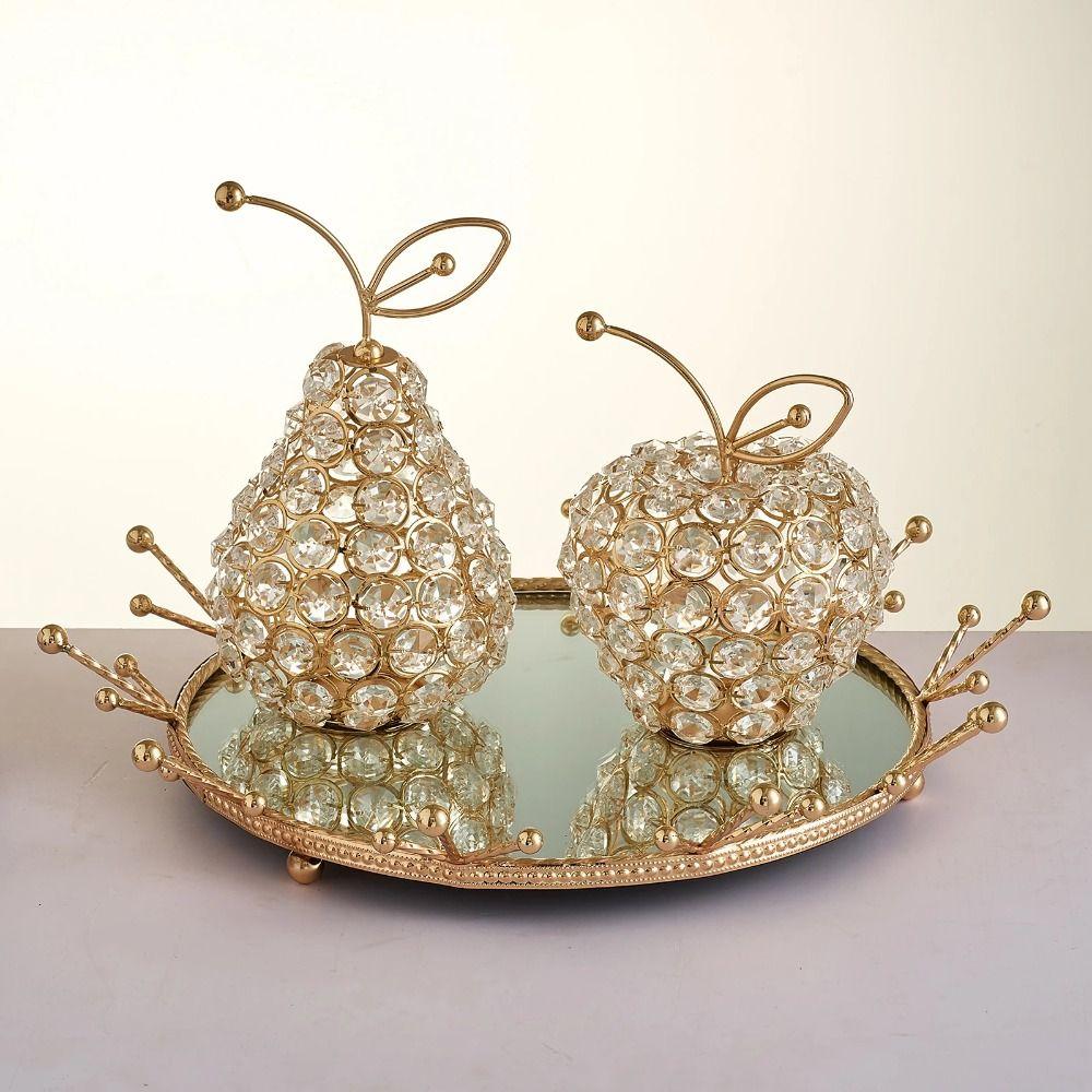 

Metal Gold Crystal Pear Ornament Rhinestone Crystal Pear Ornament Fruit Figurine Tabletop 1