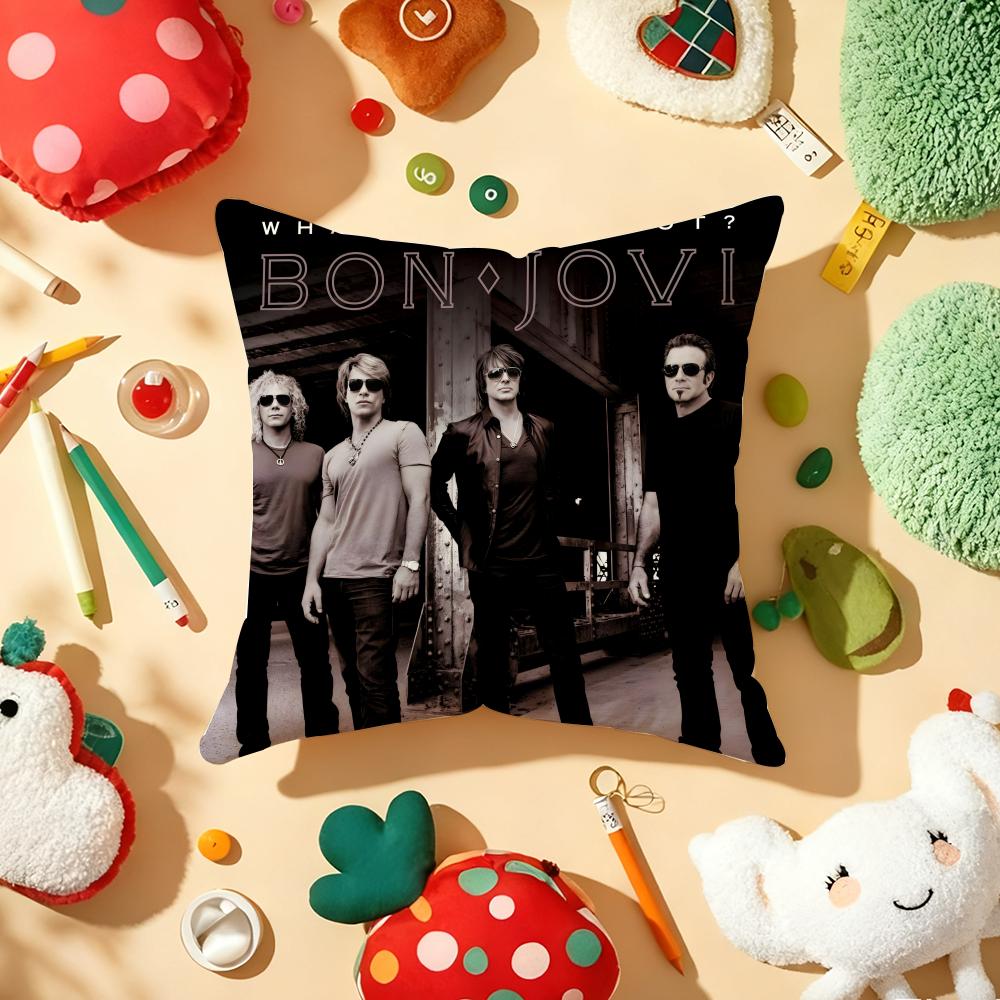 BBon JJovi Rock Kussenhoes Pluche Stof Zacht Dubbelzijdig Bedrukt Bank Warm Winter Huis Cadeau Kussenhoes