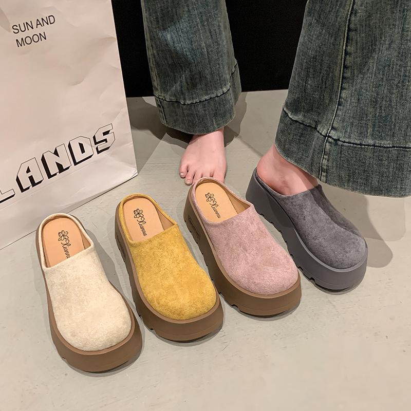 

Fashion and lightweight heightening thick-soled bag head slippers for women to wear new spring one-pedal retro Birkenstock slippers 35