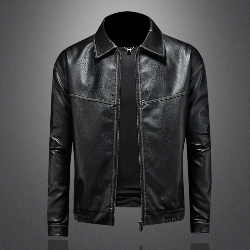 Autumn and winter new men's lapel leather jacket slim fashion casual versatile jacket