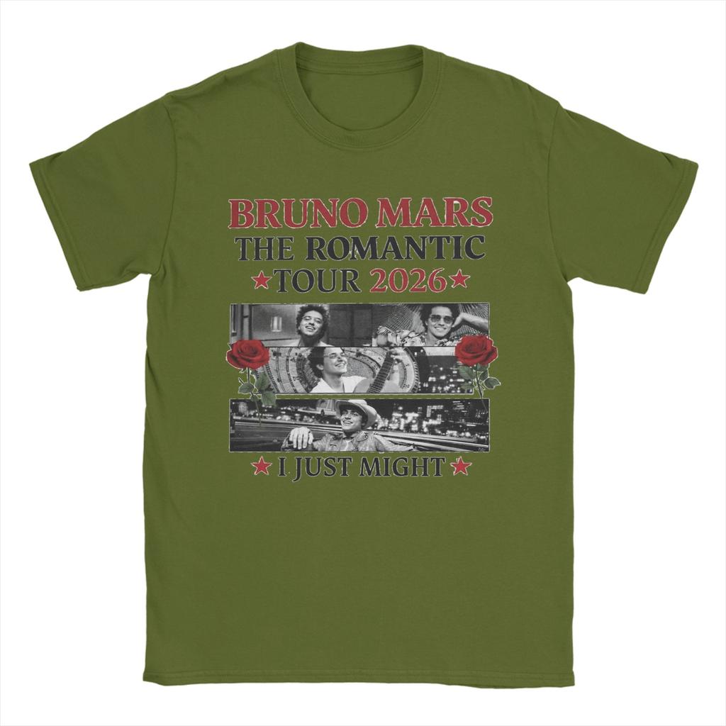 The Romantic Tour Bruno Mars 2026 TShirts for Unisex Crewneck 100 Cotton T Shirt Short Sleeve Tee Shirt Graphic Printed Clothes