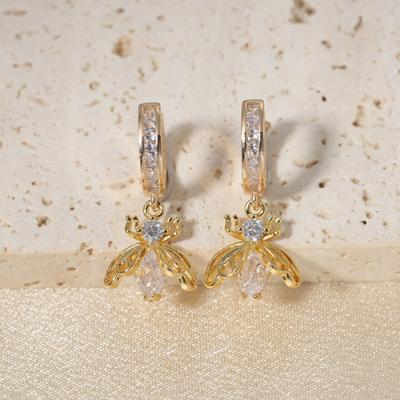 1 Paar Niedliche Kleine Biene Hängeohrringe für Damen Zirkonia Ohrring Schmuck Täglich Hochzeitsparty Accessoires