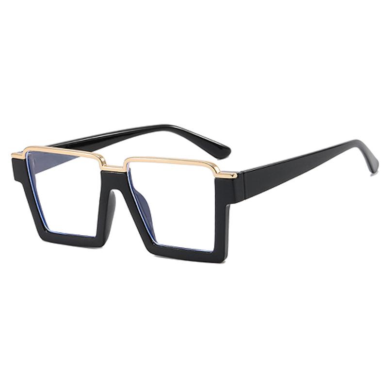 

Clear And Cool Black Gold Frame Anti Blue Light Glasses Decorative Glasses Frame Fashionable Flat Lens 28130 чёрный