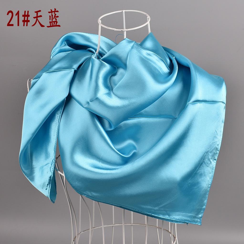 Solid Color Silk Scarf Square 90*90 Headscarf Foulard Satin Bandana Cheveux Neckerchief Hijab Accessoires For Woman Hair Scarf