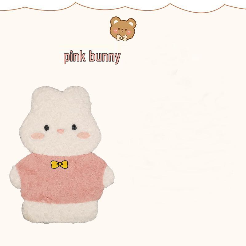 Winter Plush Car Seat Cushion - Cartoon Bear & Rabbit Design