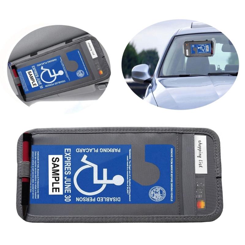 Car Visors Organizer with Storage Compartments Holds Document & Accessories Easy to Carry for Disabled Parking Pass
